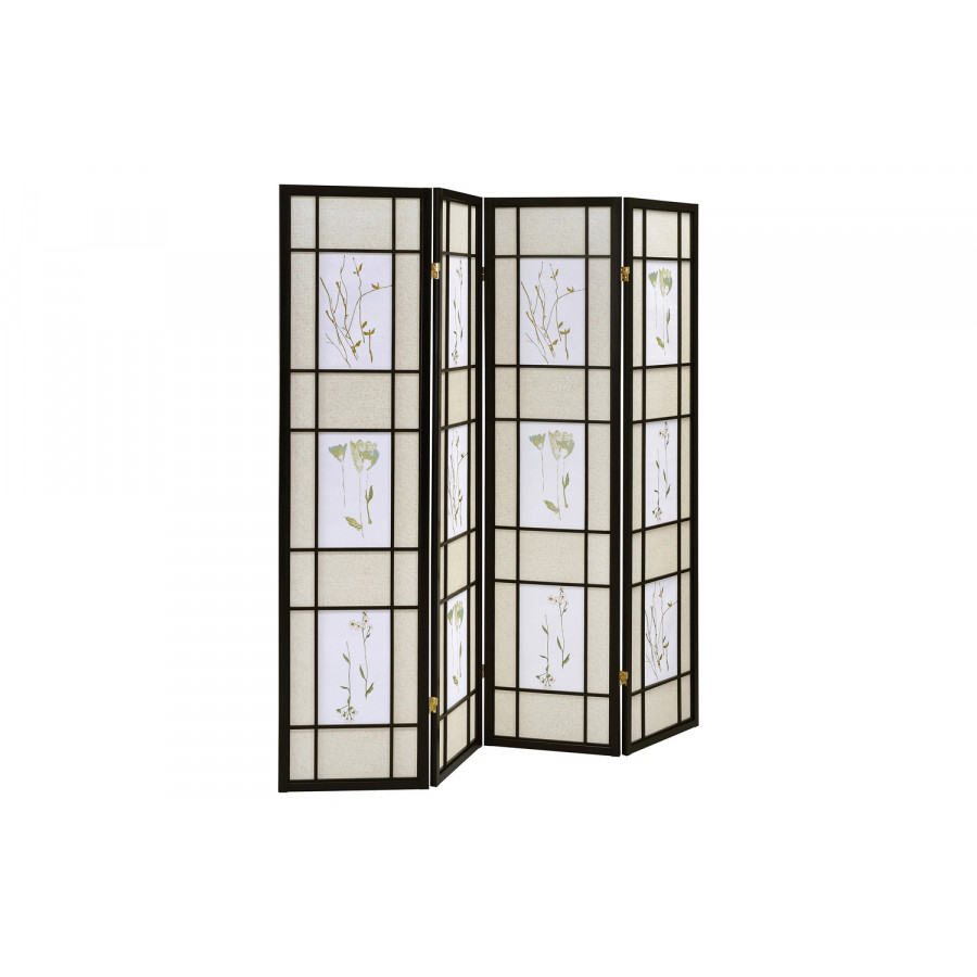 Coaster - 4-Panel Floral Print Folding Screen in Multi-Color