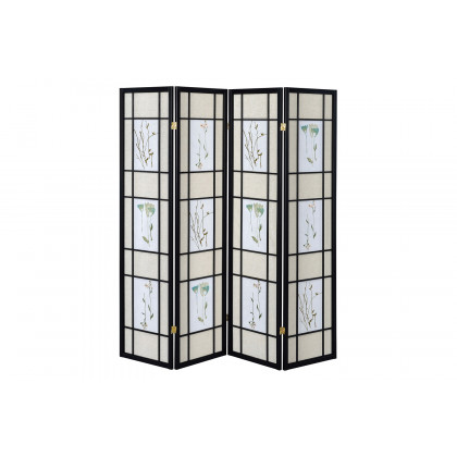 Coaster - 4-Panel Floral Print Folding Screen in Multi-Color