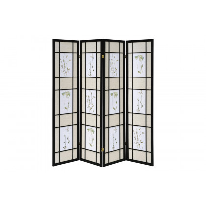 Coaster - 4-Panel Floral Print Folding Screen in Multi-Color