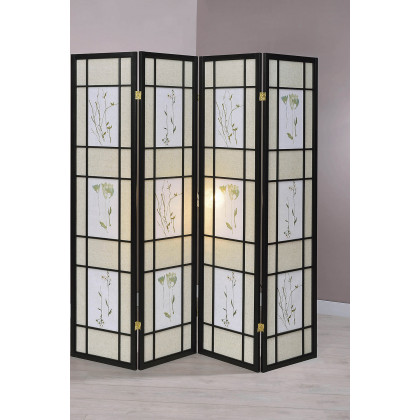 Coaster - 4-Panel Floral Print Folding Screen in Multi-Color