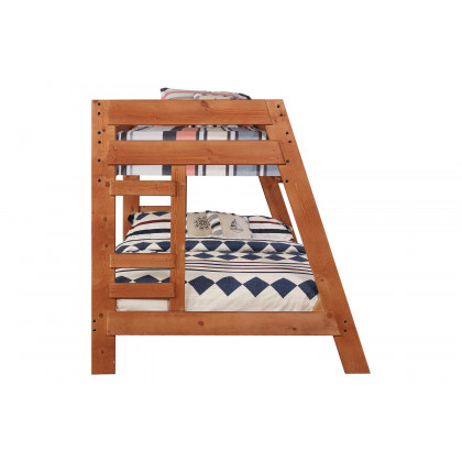 Coaster Wrangle Hill Twin Over Full Bunk Bed with Built-In Ladder - Amber Wash