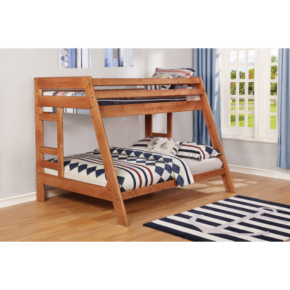 Coaster Wrangle Hill Twin Over Full Bunk Bed with Built-In Ladder - Amber Wash