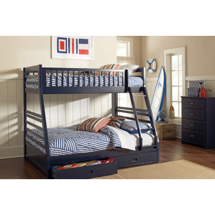 Coaster Ashton Twin Over Full 2-Drawer Bunk Bed - Navy Blue