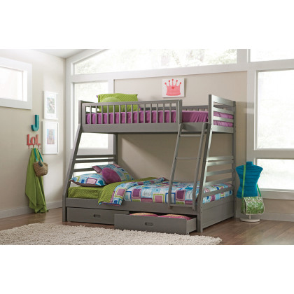 Coaster Ashton Twin Over Full 2-Drawer Bunk Bed - Gray