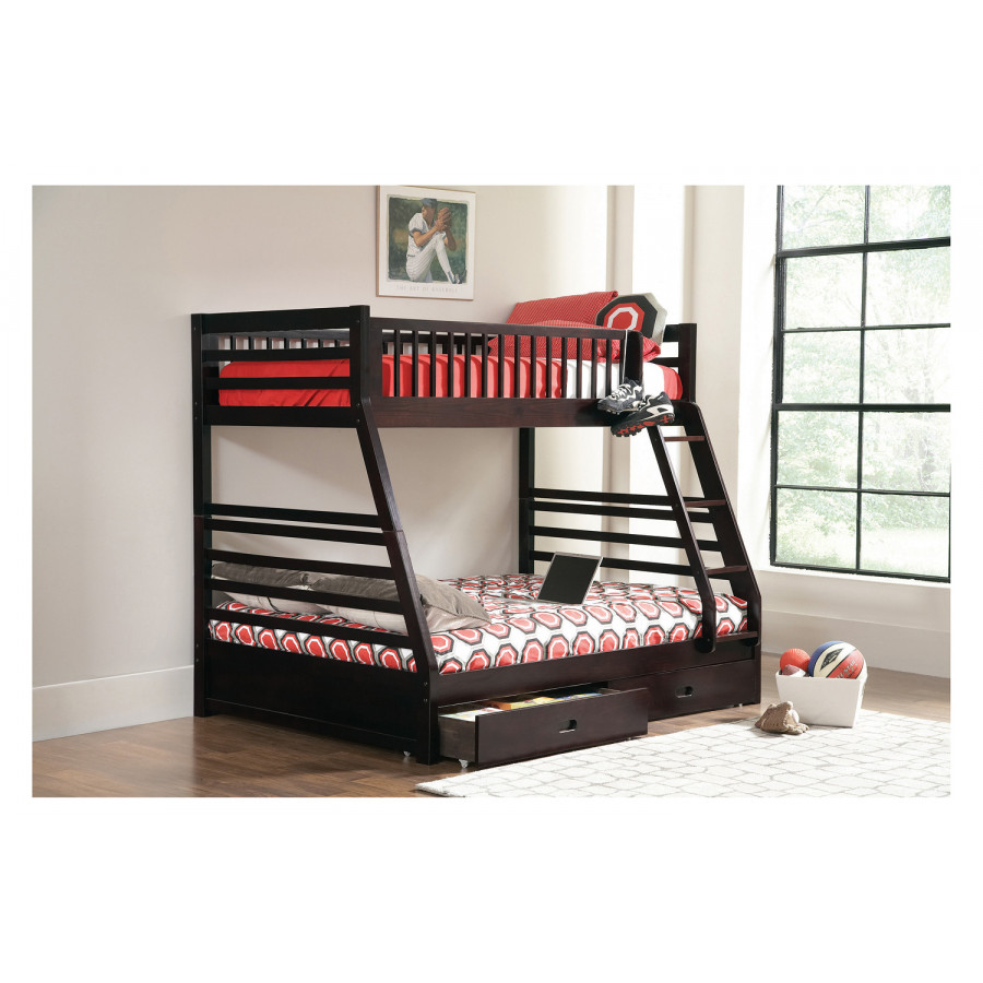 Coaster Ashton Twin Over Full 2-Drawer Bunk Bed - Cappuccino