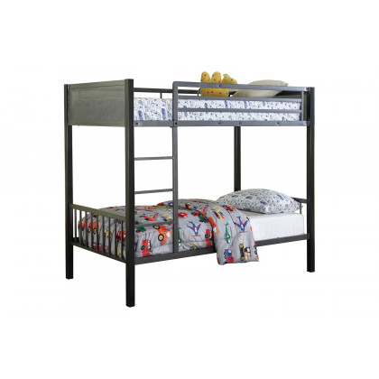 Coaster Meyers Twin Over Twin Metal Bunk Bed - Black/Gunmetal