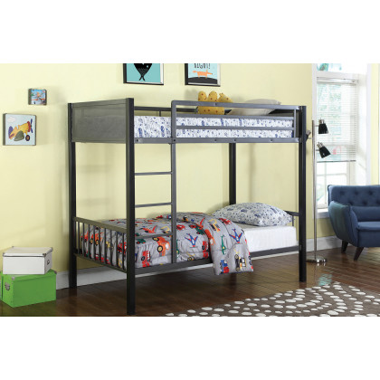 Coaster Meyers Twin Over Twin Metal Bunk Bed - Black/Gunmetal
