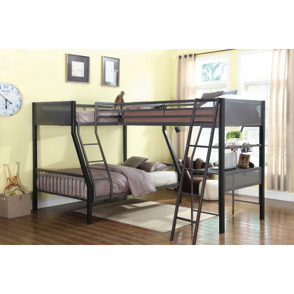 Coaster Meyers 2-Piece Metal Twin Over Full Bunk Bed Set - Black/Gunmetal