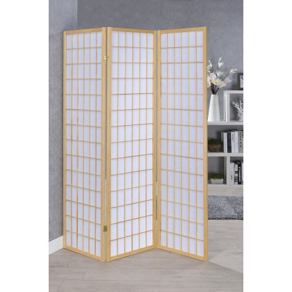 Coaster 3-Panel Folding Screen - Natural/White