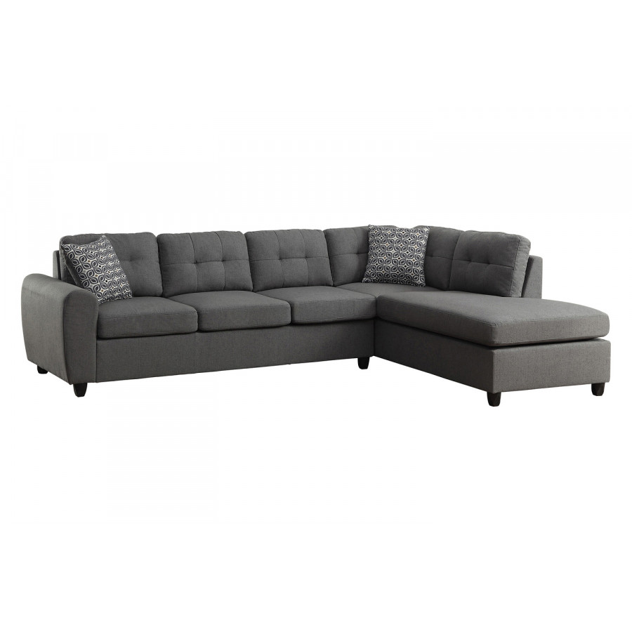 Coaster Stonenesse Upholstered Tufted Sectional With Storage Ottoman - Gray