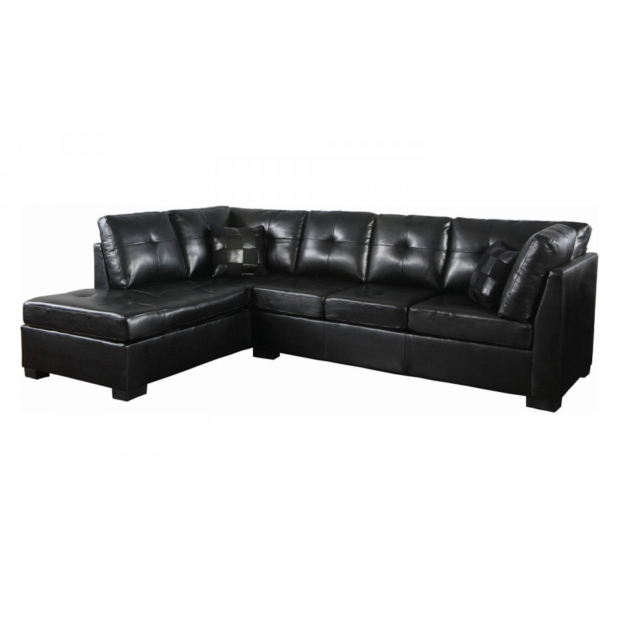 Coaster - Darie Cushion Back Tufted Sectional Sofa in Black