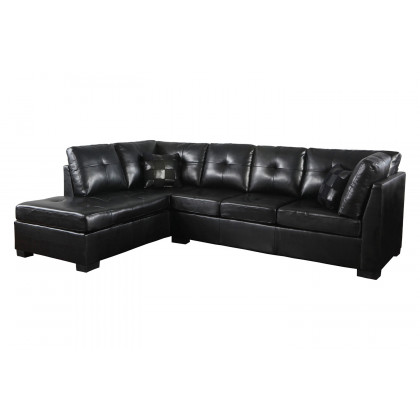 Coaster - Darie Cushion Back Tufted Sectional Sofa in Black