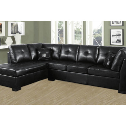 Coaster - Darie Cushion Back Tufted Sectional Sofa in Black