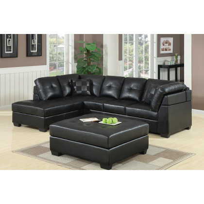 Coaster - Darie Cushion Back Tufted Sectional Sofa in Black