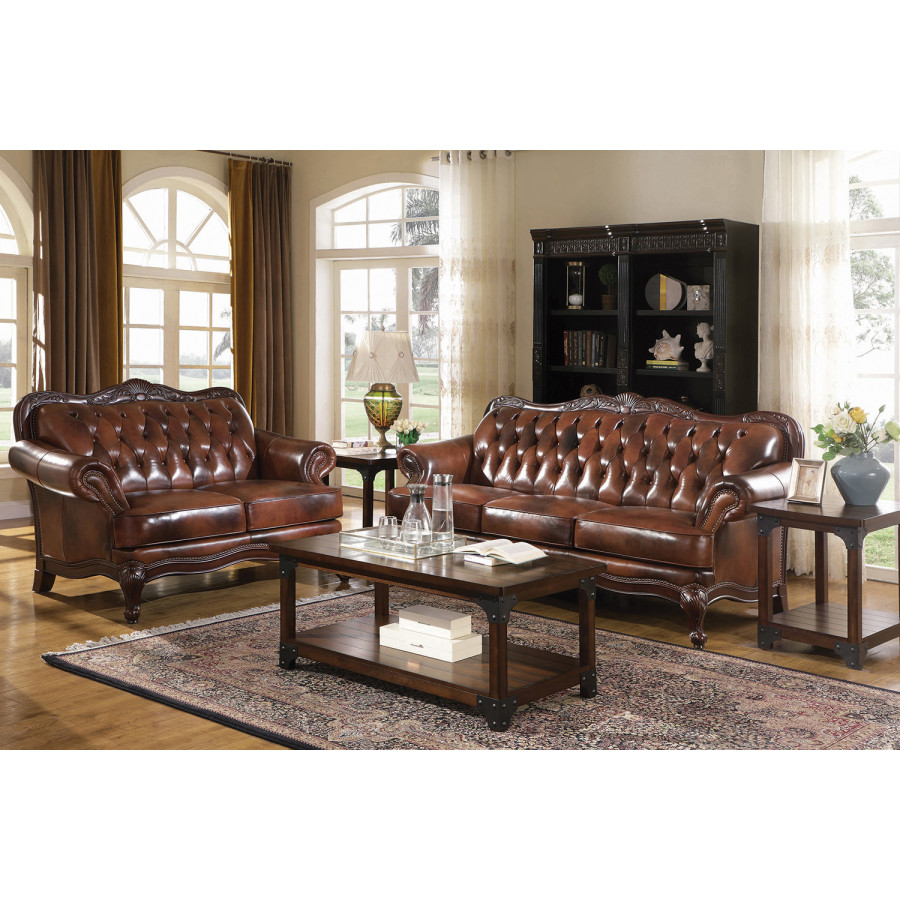 Coaster Victoria Upholstered Tufted Living Room Set - Brown