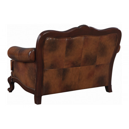 Coaster - Victoria Tufted Back Loveseat in Tri-Tone Brown