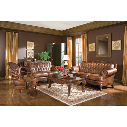 Coaster - Victoria Tufted Back Loveseat in Tri-Tone Brown