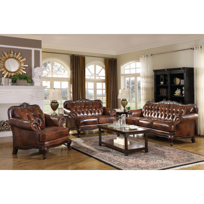 Coaster - Victoria Rolled Arm Chair in Tri-Tone Brown