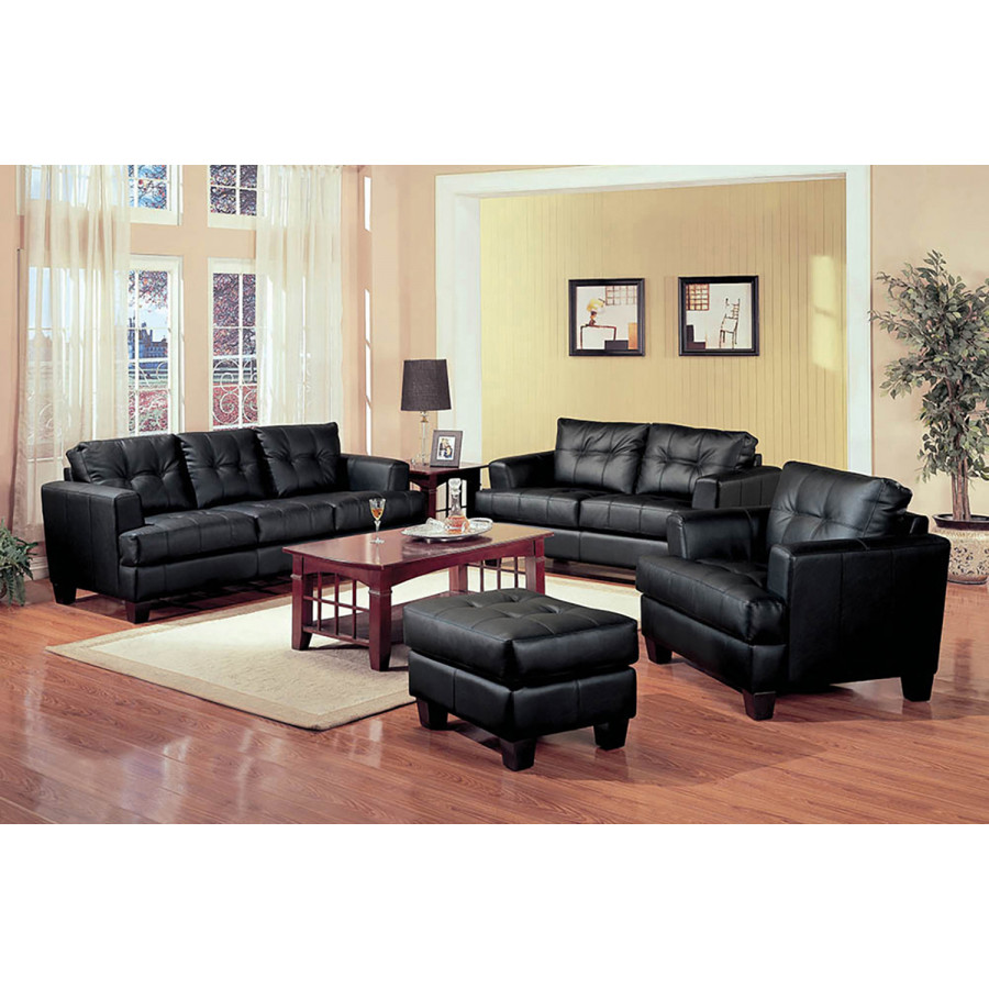 Coaster Samuel Upholstered Tufted Living Room Set - Black