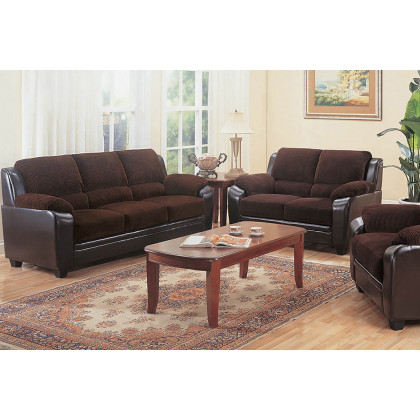 Coaster - Monika Upholstered Stationary Sofa in Chocolate