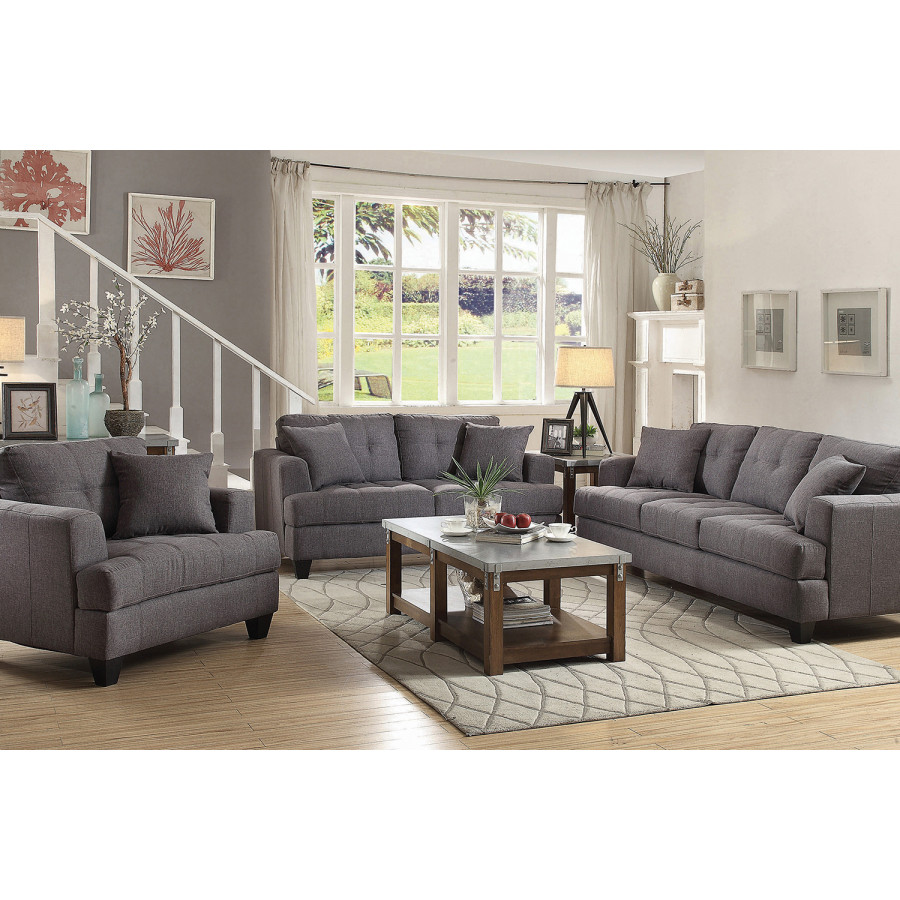 Coaster Samuel Biscuit Back Living Room Set with Chair - Charcoal