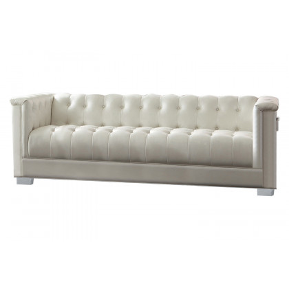 Coaster Chaviano Upholstered Tufted Living Room Set - Pearl White
