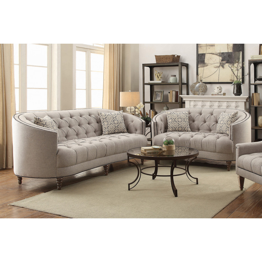 Coaster Avonlea Upholstered Tufted Living Room Set - Gray