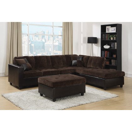 Coaster - Mallory Tufted Upholstered Sectional in Dark Chocolate