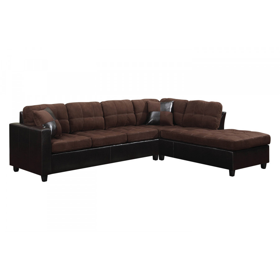 Coaster Mallory Upholstered Sectional - Chocolate/Dark Brown