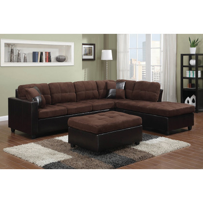 Coaster Mallory Upholstered Sectional - Chocolate/Dark Brown
