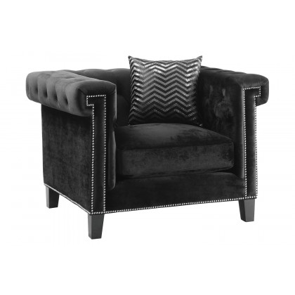 Coaster Reventlow Upholstered Tufted Living Room Set with Chair - Black