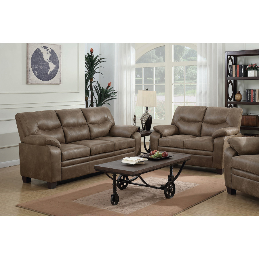 Coaster - Meagan Upholstered Pillow Top Arm Living Room Set