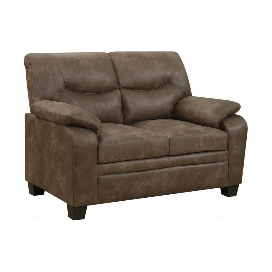 Coaster - Meagan Upholstered Loveseat With Pillow Top Arms in Brown