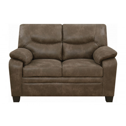 Coaster - Meagan Upholstered Loveseat With Pillow Top Arms in Brown