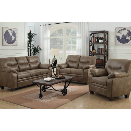 Coaster - Meagan Upholstered Loveseat With Pillow Top Arms in Brown
