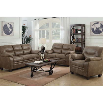 Coaster - Meagan Upholstered Loveseat With Pillow Top Arms in Brown