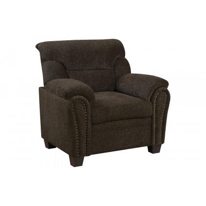 Coaster Clemintine Upholstered Pillow Top Arm Living Room Set with Chair - Brown