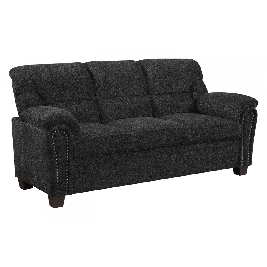 Coaster Clemintine Upholstered Sofa with Nailhead Trim - Graphite