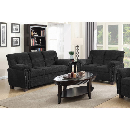 Coaster Clemintine Upholstered Sofa with Nailhead Trim - Graphite