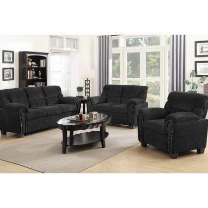 Coaster Clemintine Upholstered Sofa with Nailhead Trim - Graphite