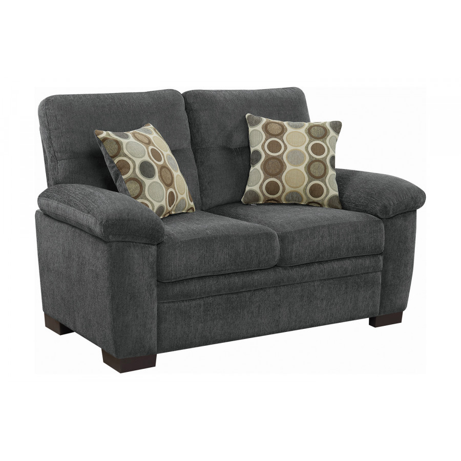 Coaster Fairbairn Upholstered Loveseat - Charcoal
