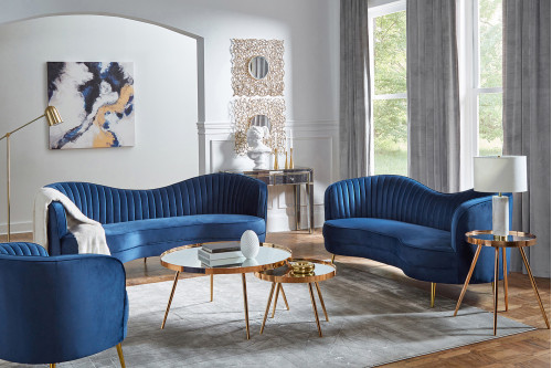 Coaster™ Sophia Camel Back Living Room Set - Blue