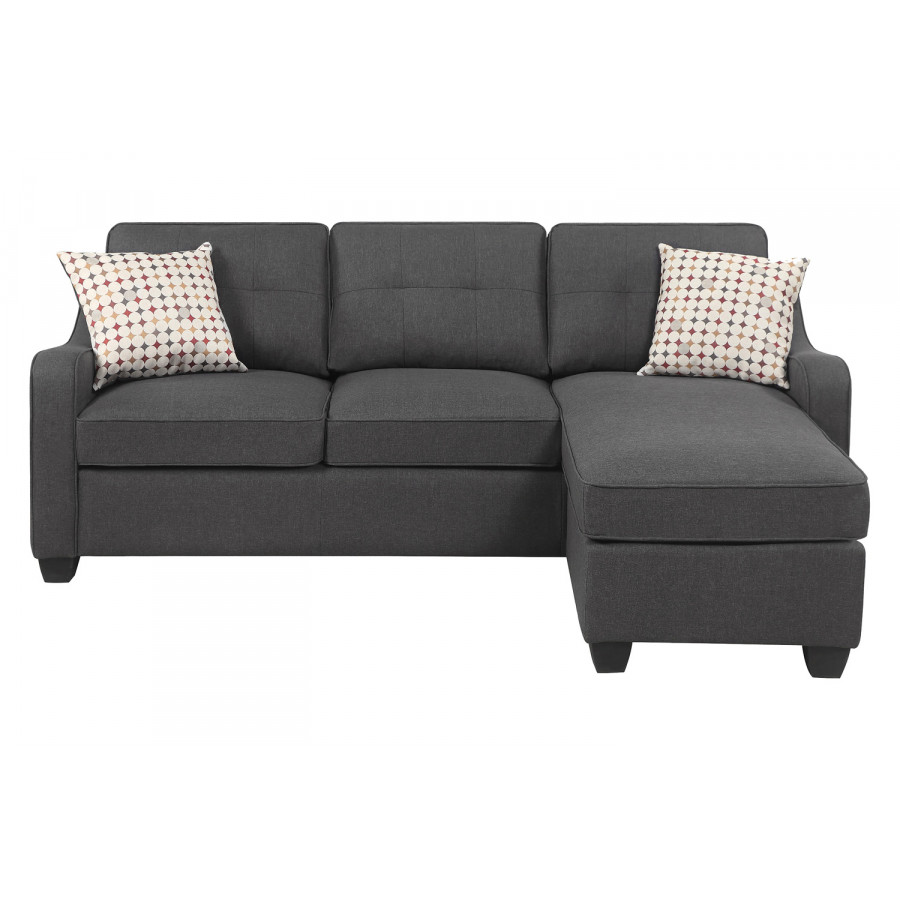 Coaster - Nicolette Upholstered Tufted Sectional in Dark Gray