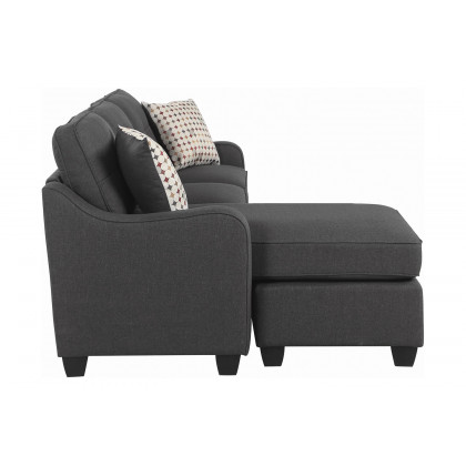 Coaster - Nicolette Upholstered Tufted Sectional in Dark Gray