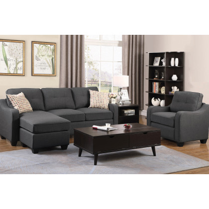 Coaster - Nicolette Upholstered Tufted Sectional in Dark Gray