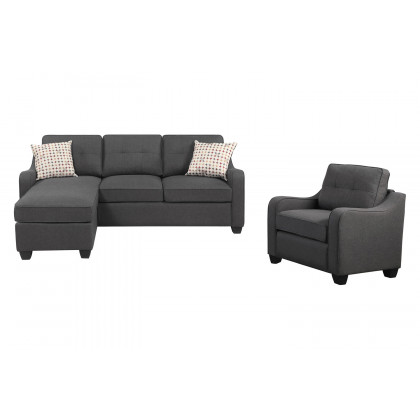 Coaster - 2-Piece Upholstered Tufted Living Room Set in Dark Gray