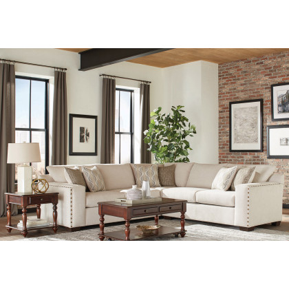 Coaster - Aria L-Shaped Sectional With Nailhead in Oatmeal