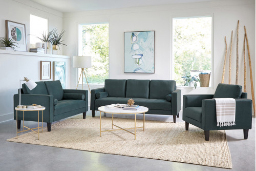 Coaster™ Gulfdale 2-Piece Cushion Back Upholstered Living Room Set - Dark Teal