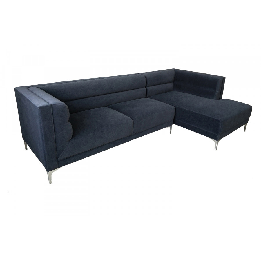 Coaster - Hetfield Upholstered Channeled Tufted Sectional in Indigo