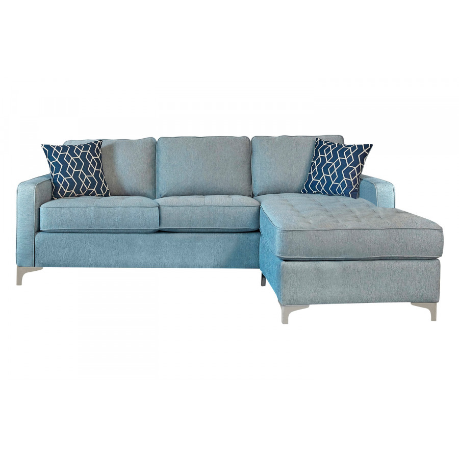 Coaster - Nashua 2-Piece Reversible Sectional With Storage Ottoman in French Blue